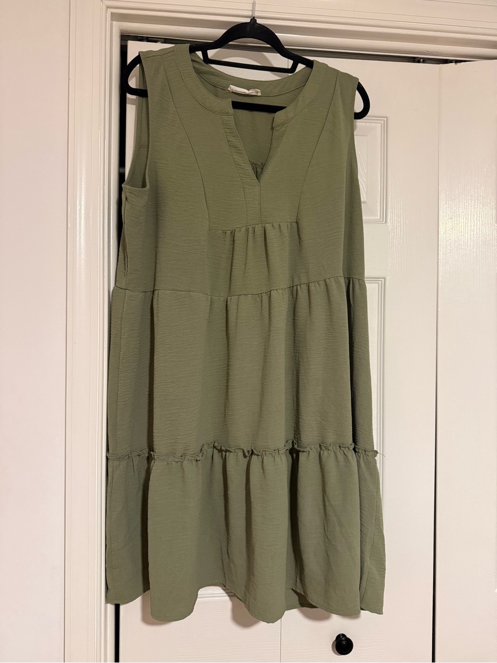 Lucky Brand Sleeveless Tiered Midi Dress - Sage Green